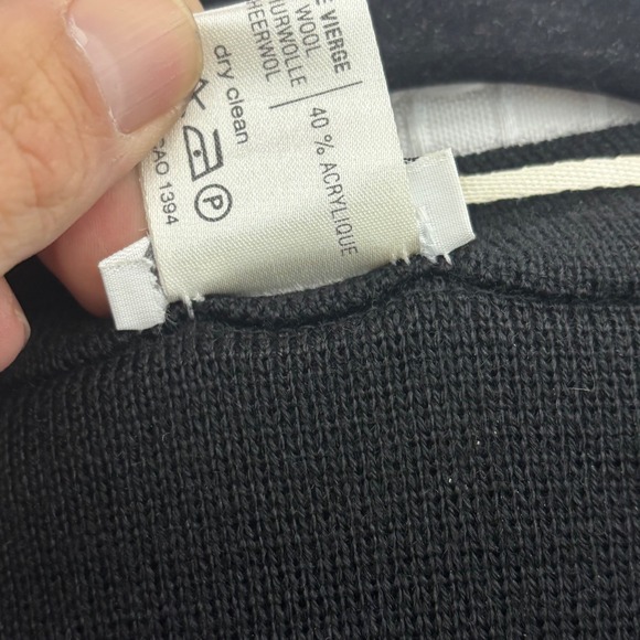 Vintage RODIER Black Knit Cropped Wool Cardigan Jacket Button Front Asymmetrical - Picture 6 of 8